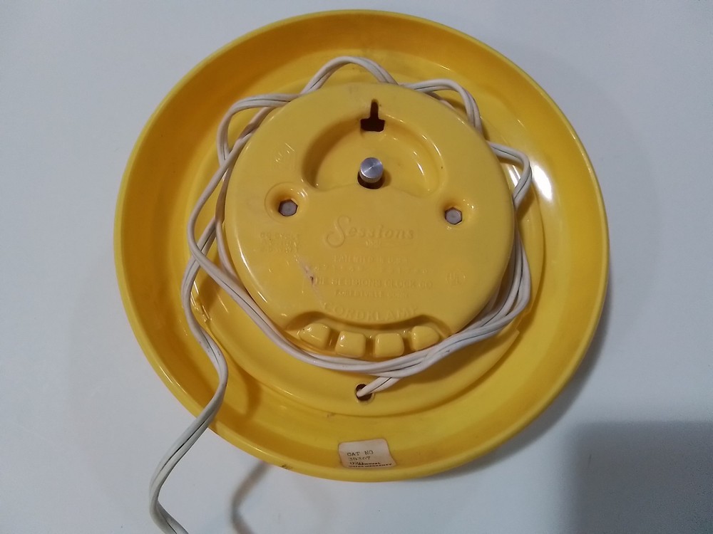 Vintage Sessions yellow kitchen wall clock 1950s