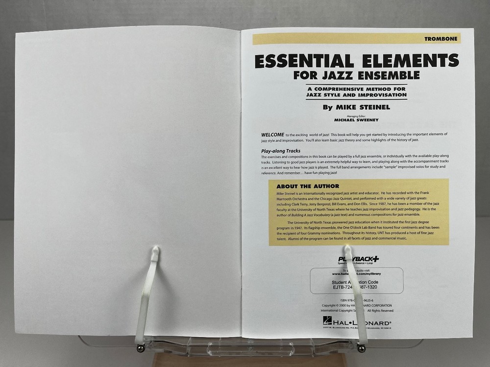 Trombone Essential Elements for Jazz Ensemble Hal Leonard Book Audio