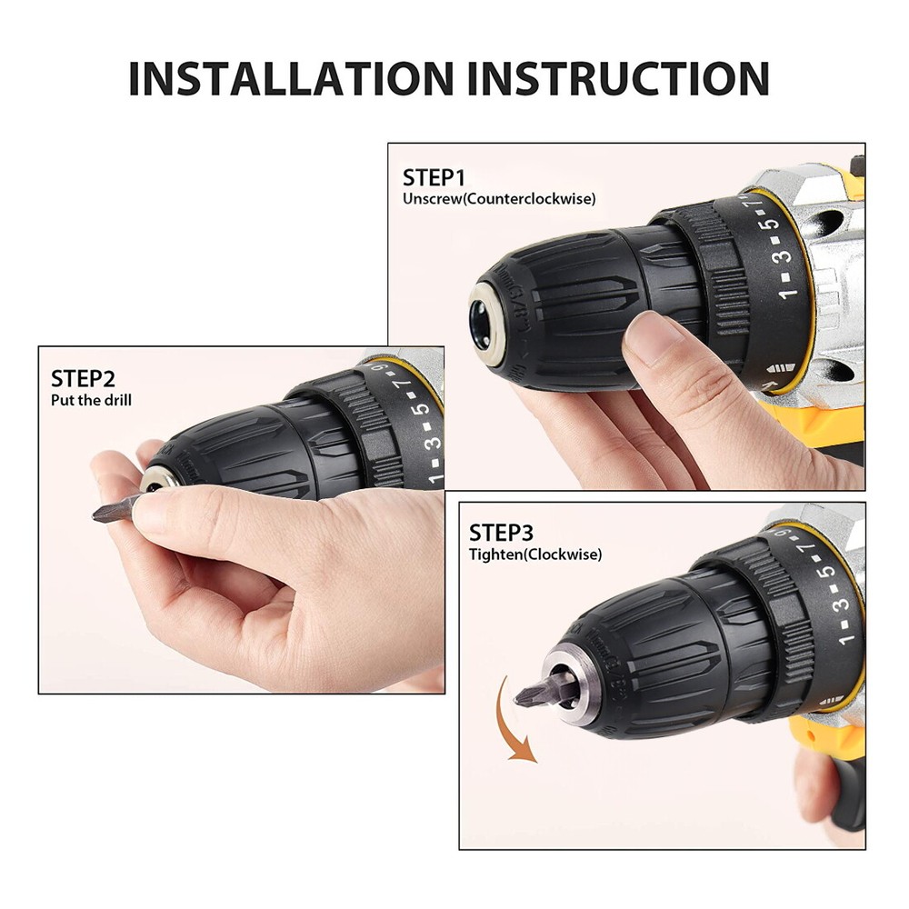 20V Electric Screwdriver Rechargeable Kit Cordless Drill Drill Driver Bits Set