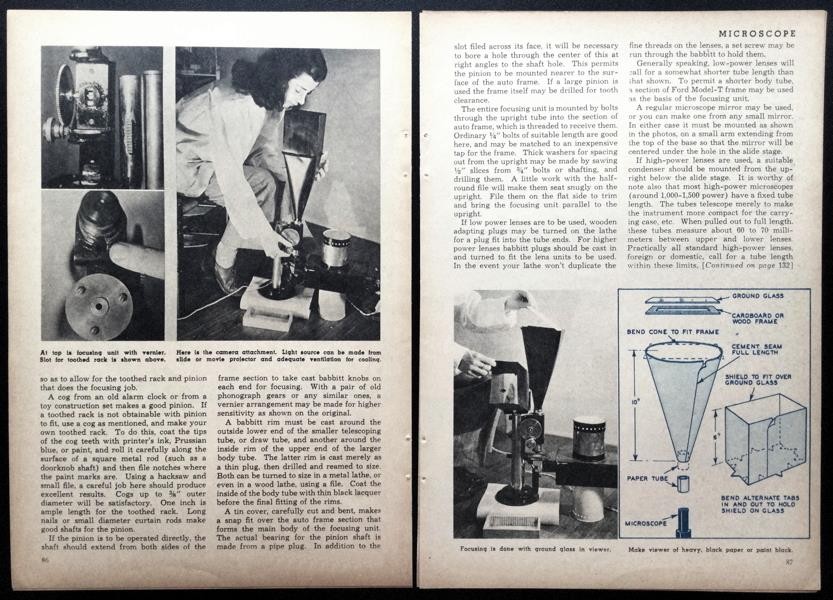 “Microscope With Camera Attachment” 1944 HowTo Design PLANS 1500x
