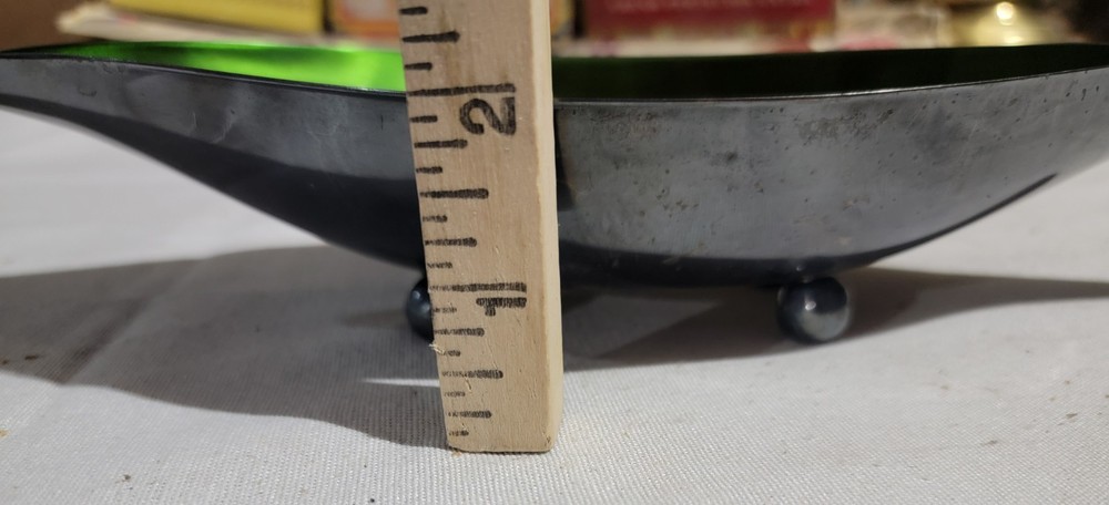 Wallace Green Enamel & Silver Plate Long Modernist Bowl/Dish