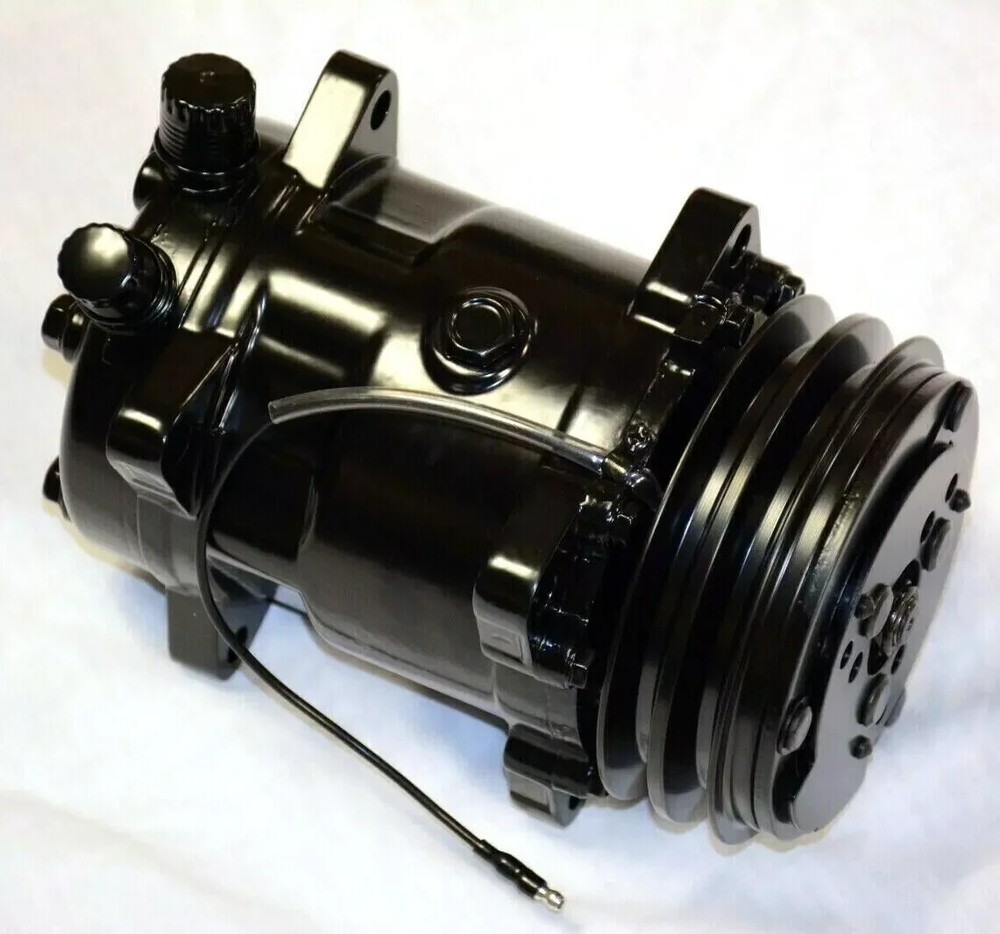 Small Block Chevy 508 Black A/C Air Conditioning Compressor & RAW Bracket LWP DS