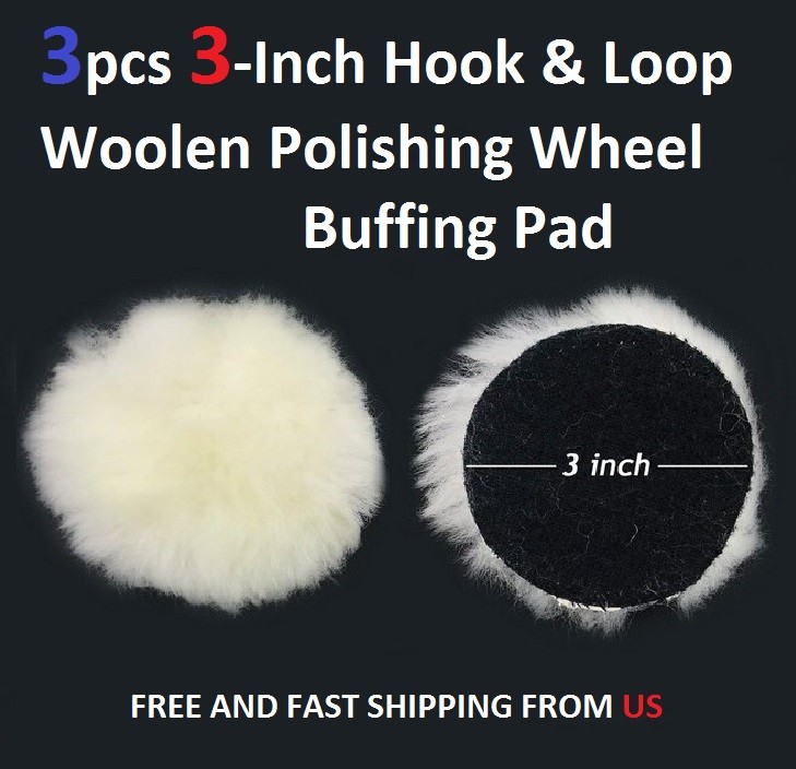 3pcs 3-Inch Hook & Loop Woolen Polishing Wheel Buffing Pad