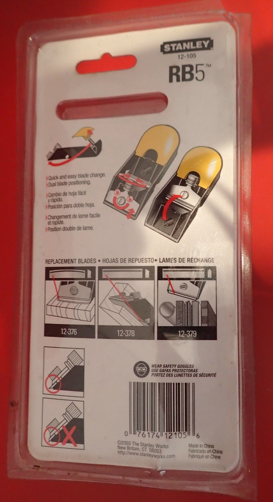 Stanley RB5 Replaceable Blade Block Plane NEW