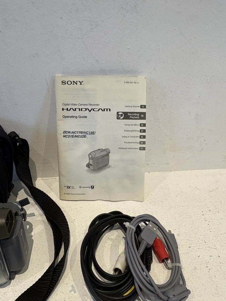 Sony Handycam DCR-HC19E Handheld MiniDV Camcorder Silver Untested / Power Cable