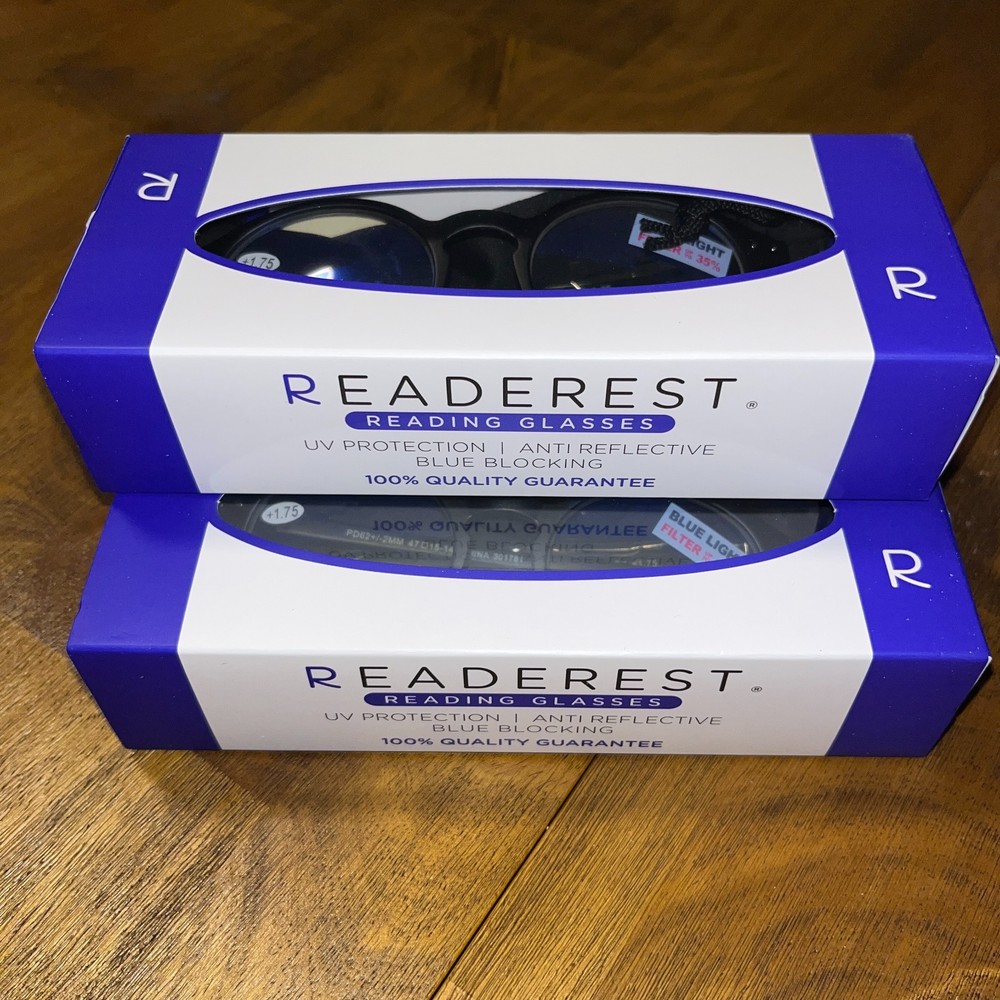 Readerest Reading Glasses blue light blocking 1.75 magnification new 3 pack