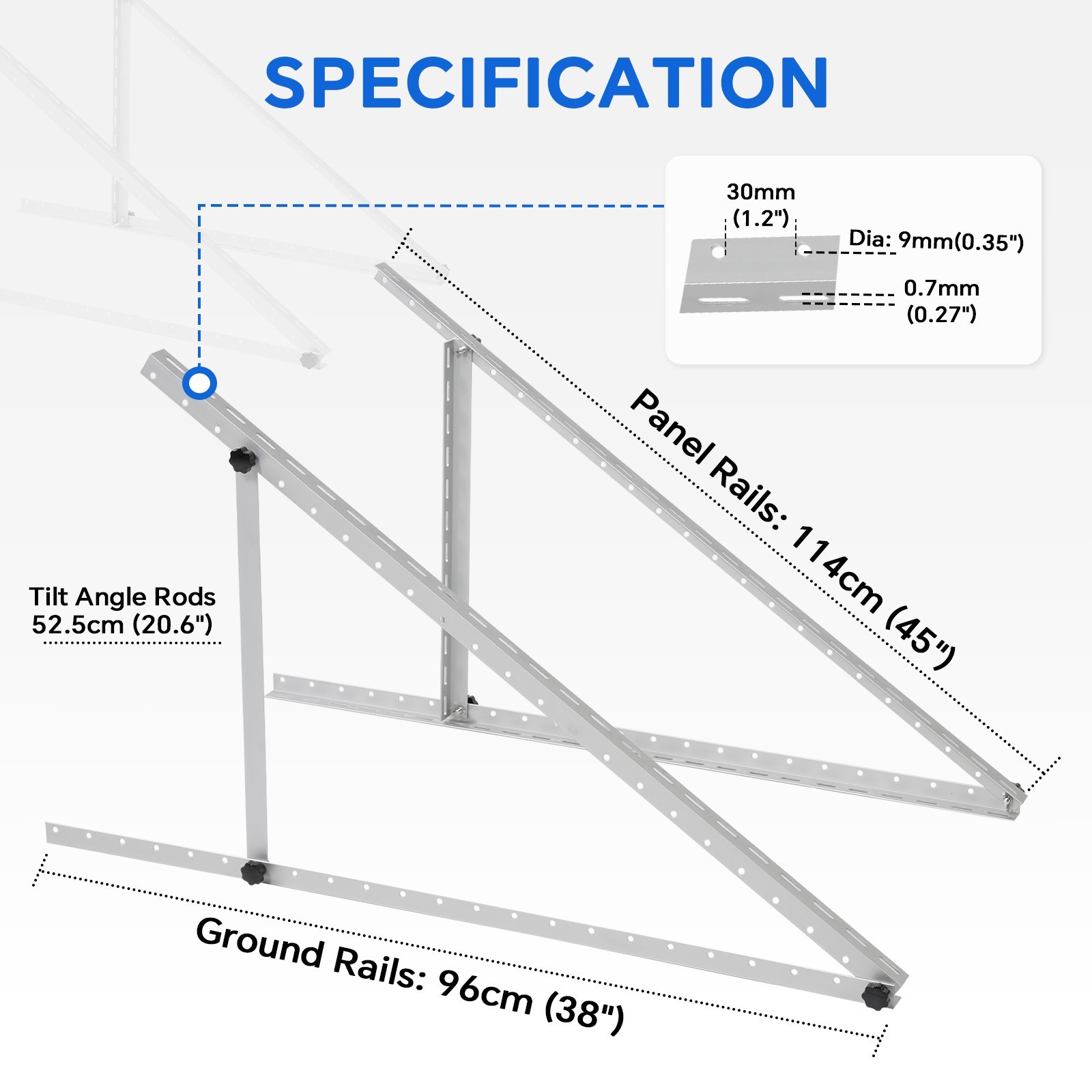 45 inch 0 - 90°Adjustable Solar Panel Mounting Brackets Kit (1/2/4Set) RV System