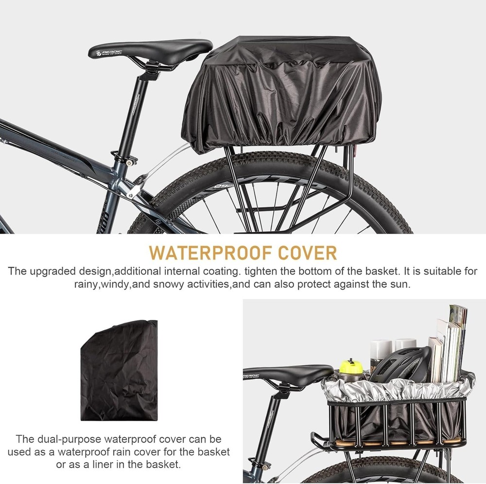 Multi-Purpose Large Bicycle Basket - Rack Mount with Easy Installation Features