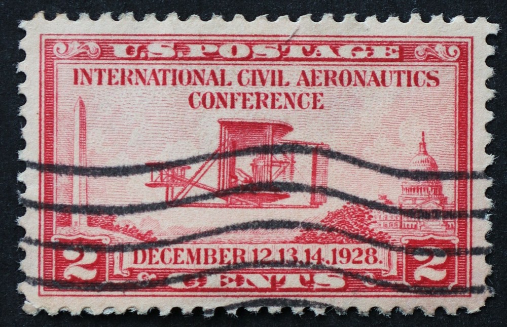 U.S. Used #649 2c Aeronautics, Superb Appearing (sealed tear) Wave Cancel. Nice!