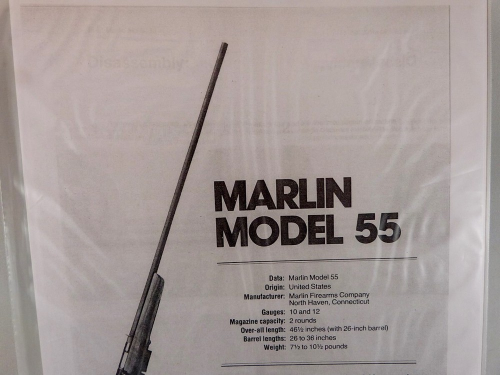 MARLIN MODEL 55 RIFLE BREAK DOWN INSTRUCTION KIT
