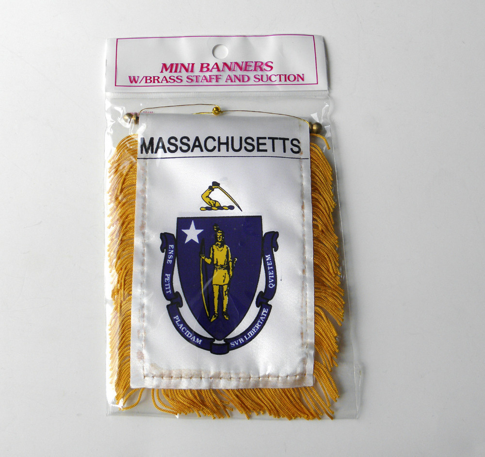 MASSACHUSETTS MINI POLYESTER US STATE FLAG BANNER 3 X 5 INCHES
