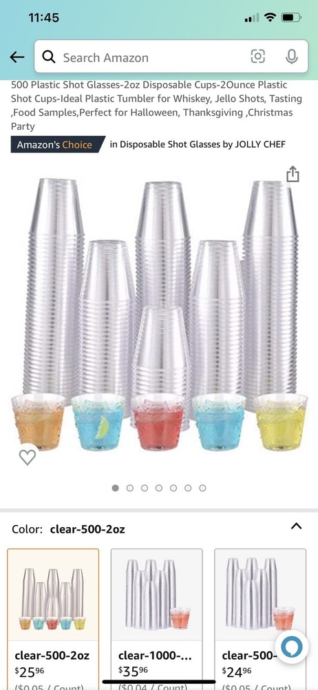 500 PACK Plastic Shot Glasses-2 Oz Disposable Cups