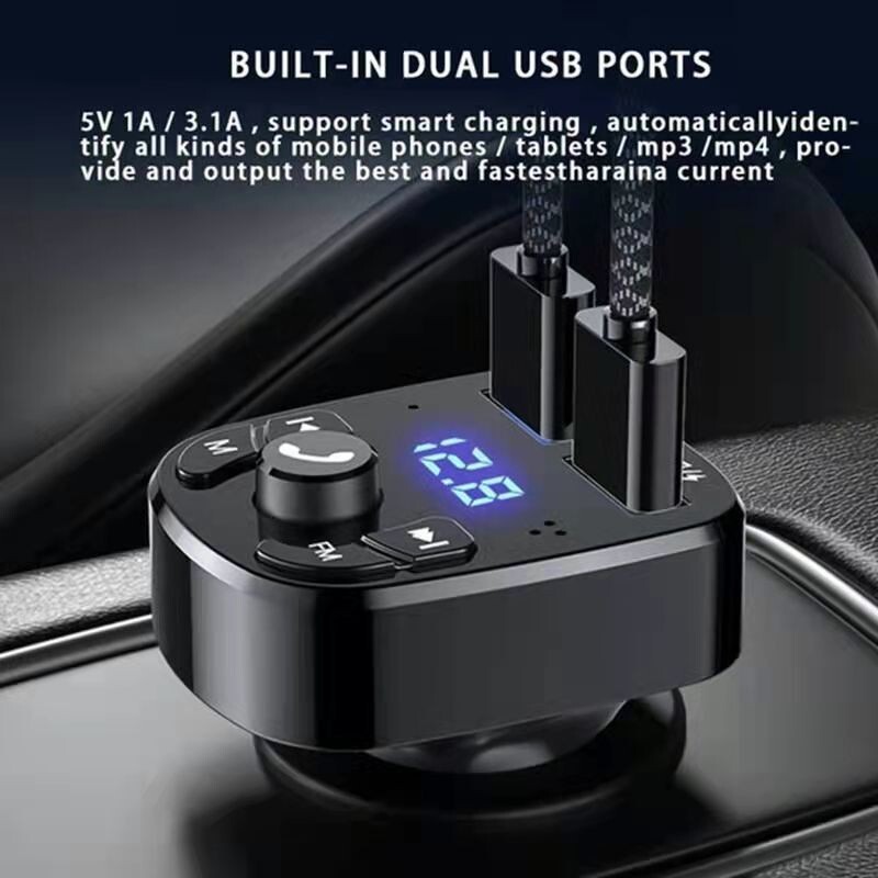 2 Pack Bluetooth FM Transmitter Wireless Radio Adapter Car Kit