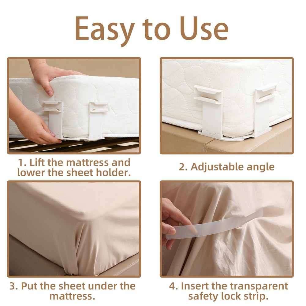 Bed Lock Holders – Foldable & Rotating Bed Holders for Corners, Adjustable Lo...