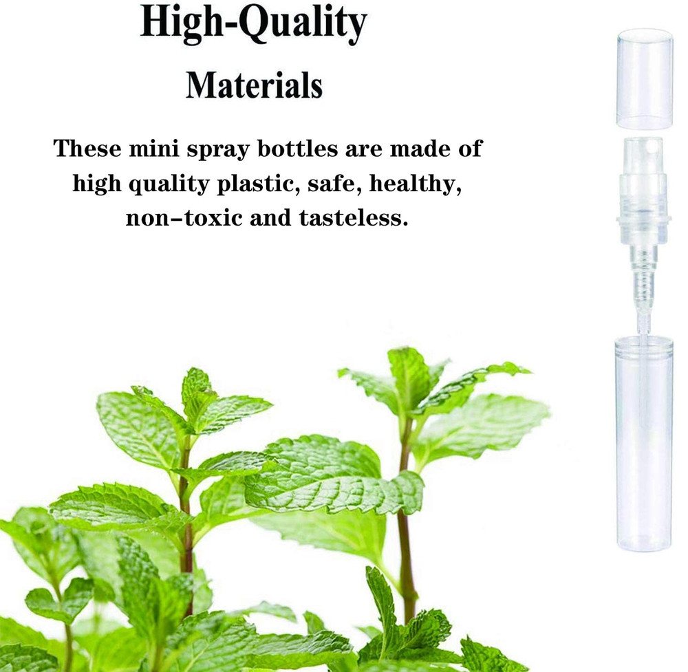 Mini Spray Bottle 100PCS 2ML Clear Plastic Empty Sample Containers Fine Mist Per