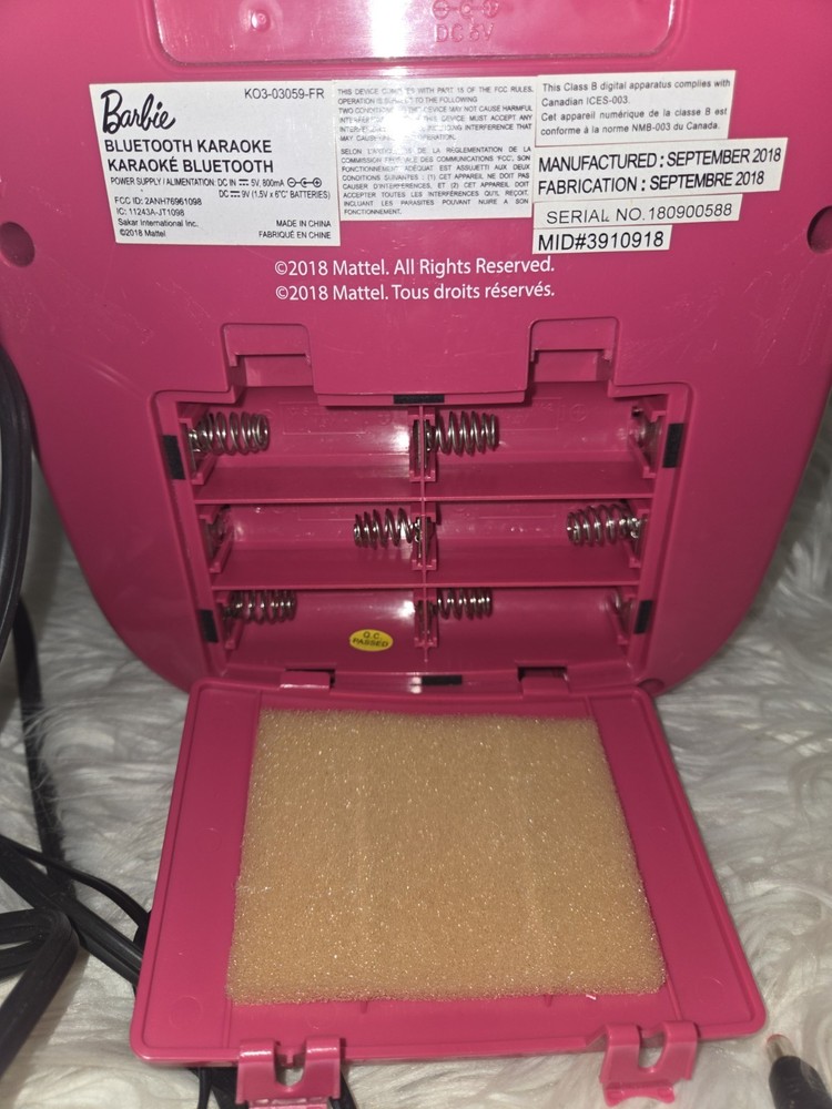 Barbie Bluetooth karaoke machine Portable Unit 2018 ( Microphone Not Include)