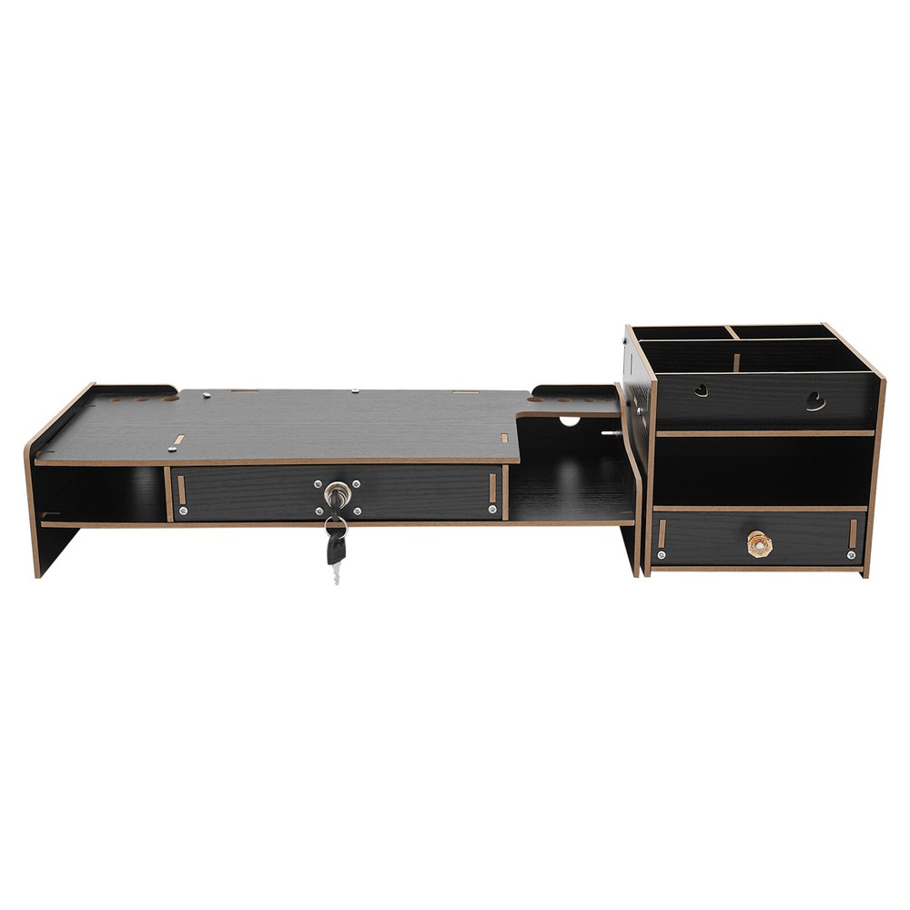 Monitor Stand Riser W/ Storage Organizer & Lock Drawer for Home Office Computer