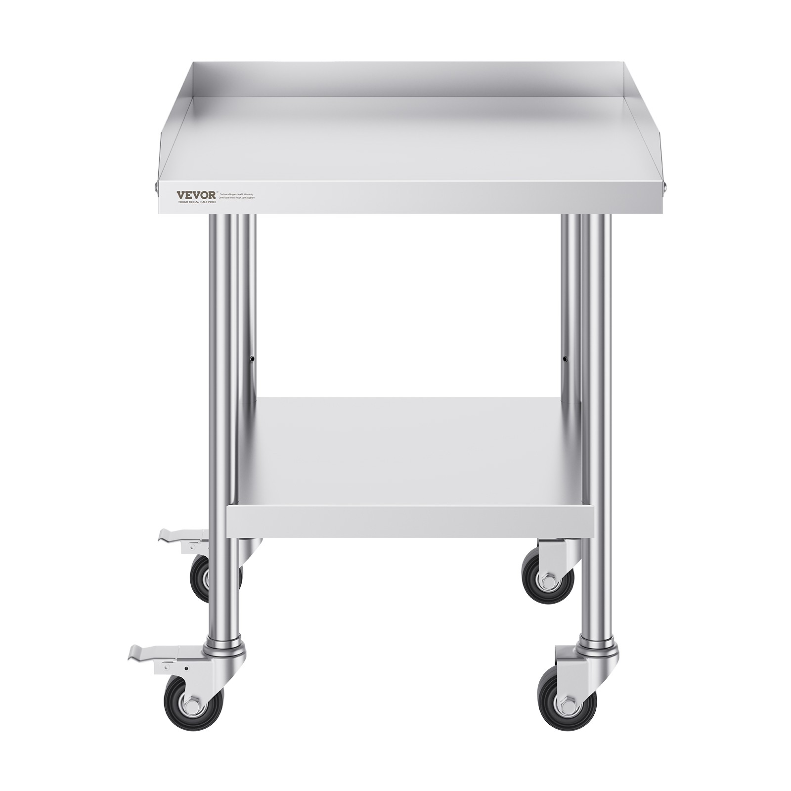VEVOR Stainless Steel Work Table 24"x24" Commercial Food Prep Table W/ 4 Casters