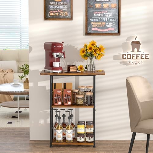 Mini Floor Standing Coffee Bar Shelf,3-Tier Small Coffee Table,Corner