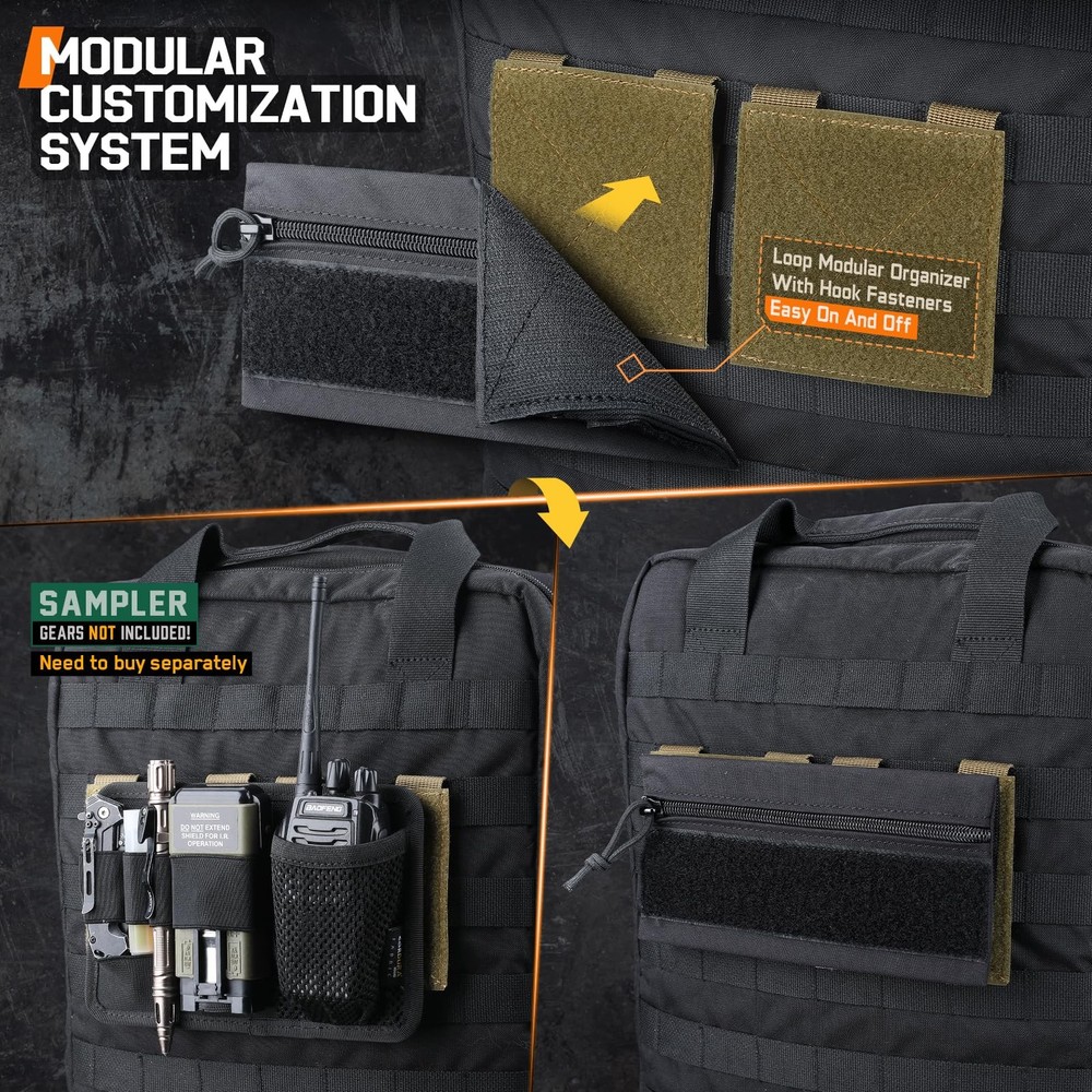 Molle Patch Panel,2/4 Pcs Tactical Hook&Loop Adapter Panel Morale Patch Board...