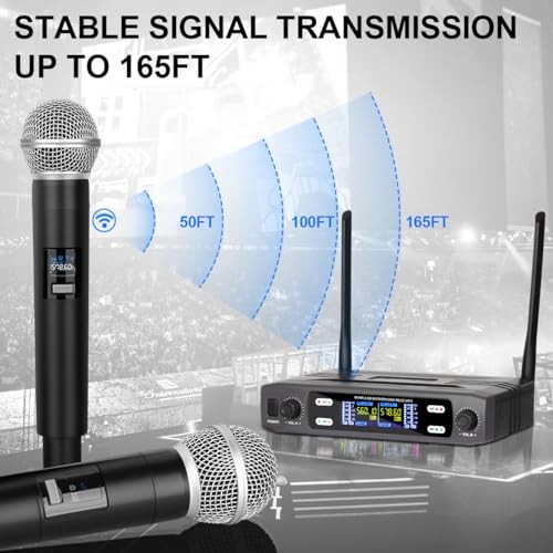 Wireless Microphone System, VHF Fixed Dual Frequency Wireless Set with 2