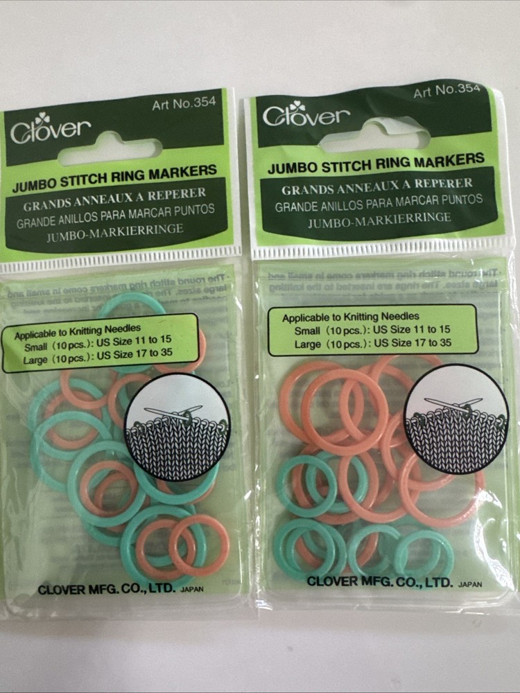 2 Pack - Clover Jumbo Stitch Ring Markers-20/Pkg - #354 New/Sealed