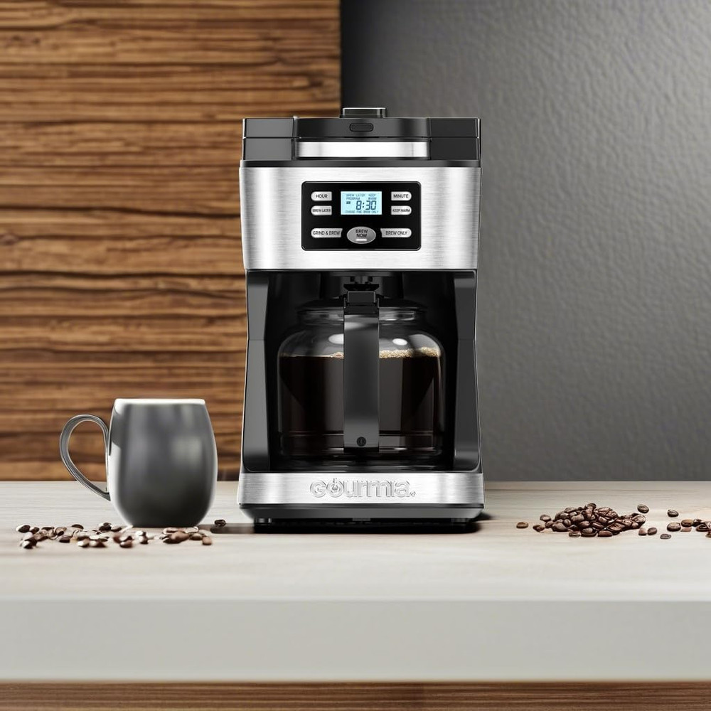 12-Cup Fully Automatic Coffee Maker with Grinder & Keep Warm Feature