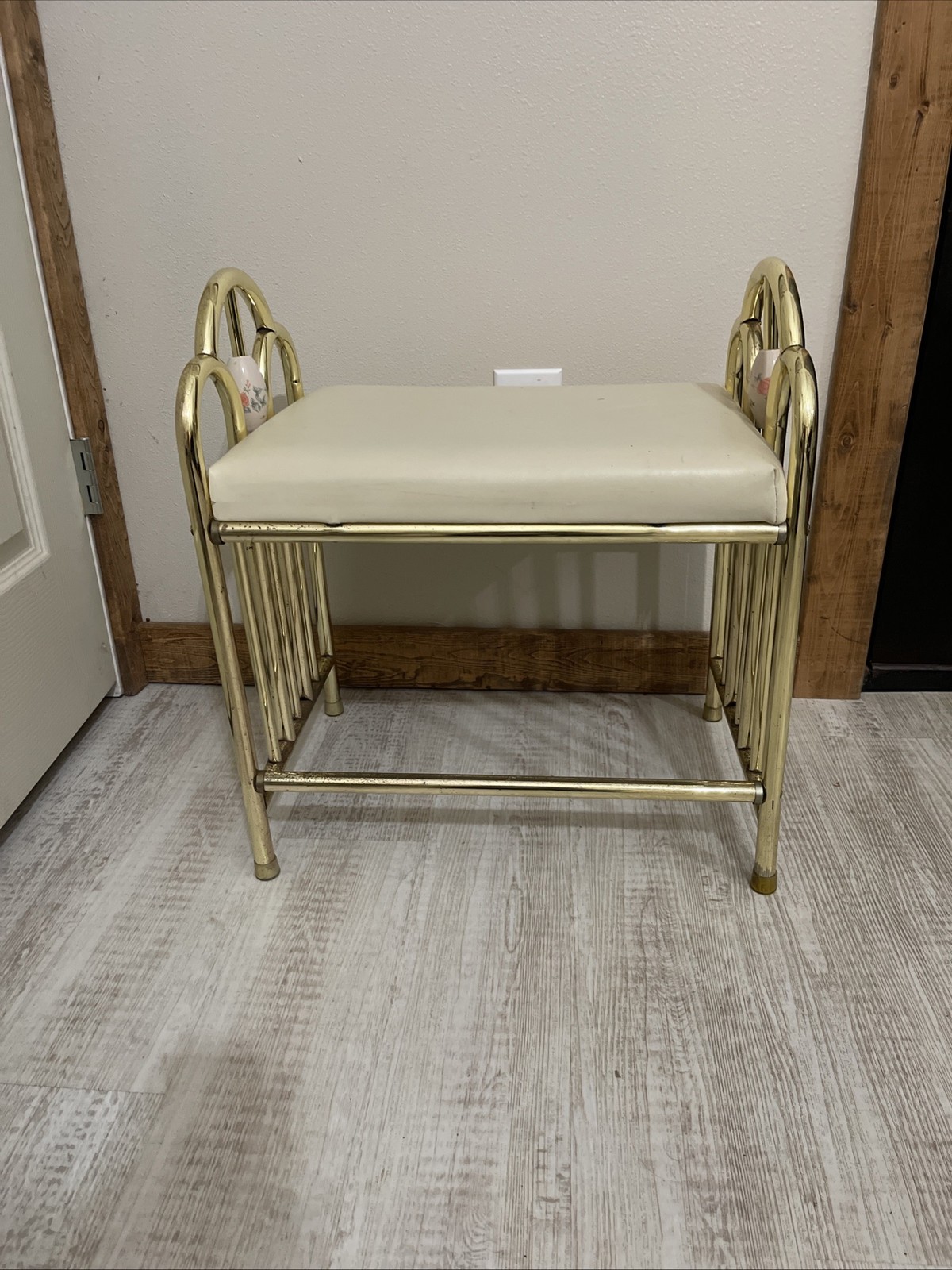 Vintage 1980s Rosalco Hollywood Regency Style Vanity Chair/Bench/Stool Commodore