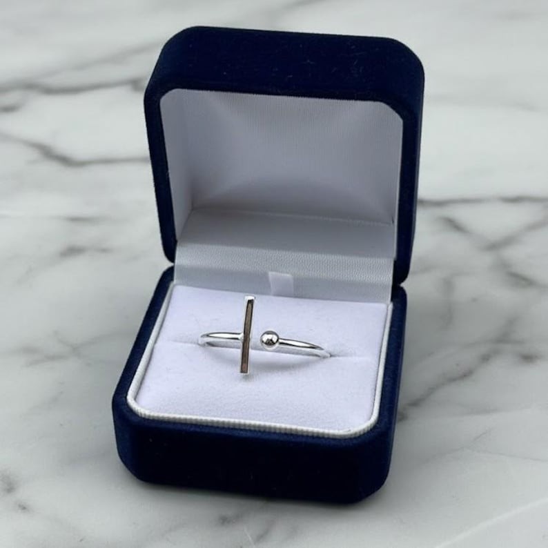 Sterling Silver Open Ring • Minimal Bar Ring • Adjustable Dainty Silver Ring