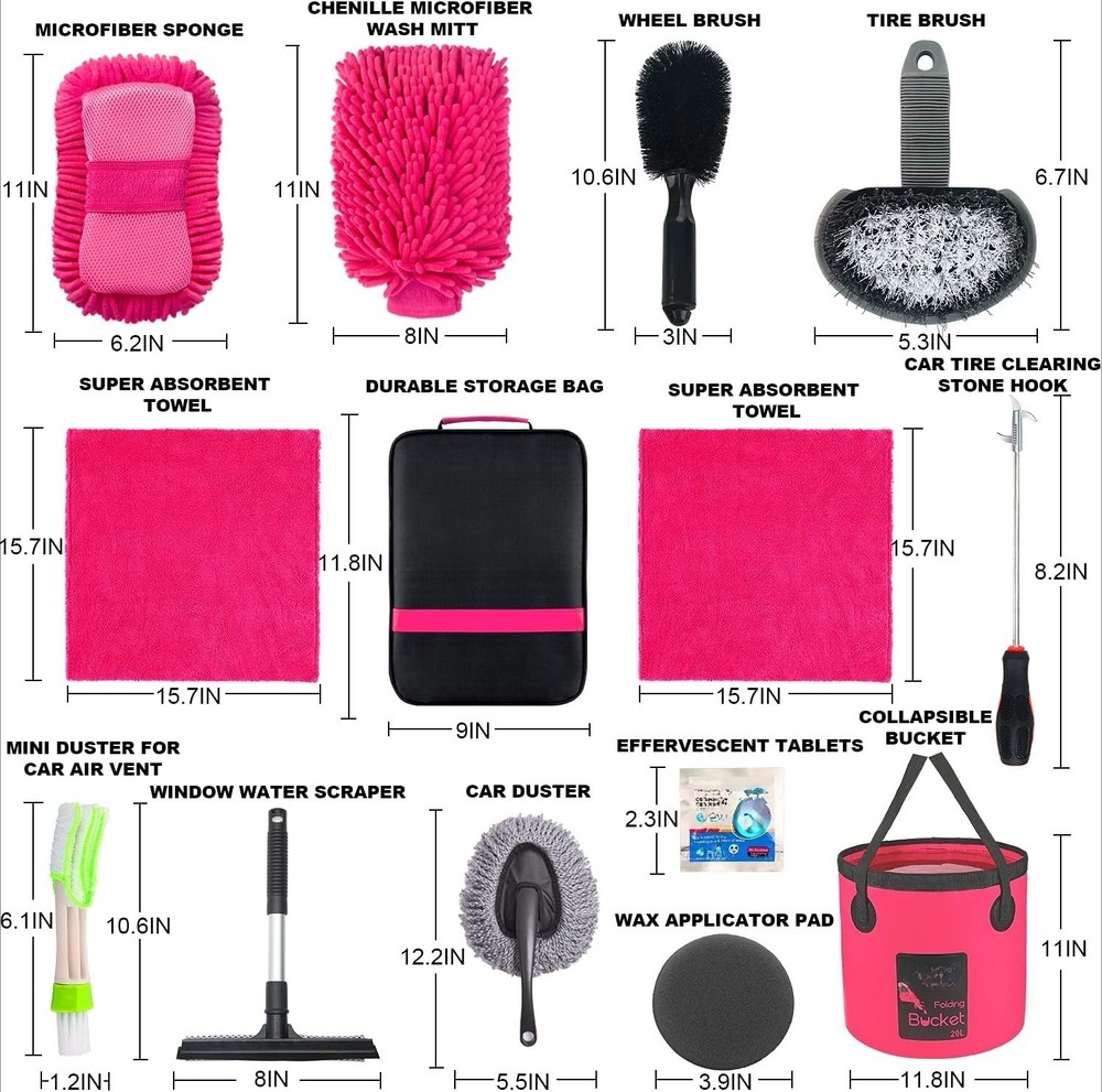 22-Piece Car Cleaning Tool Set with Canvas Bag