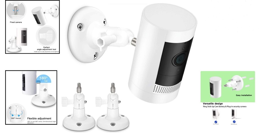 360° Adjustable Wall Mount for Stick Up Cam - 2 Pack, Waterproof & Easy Install