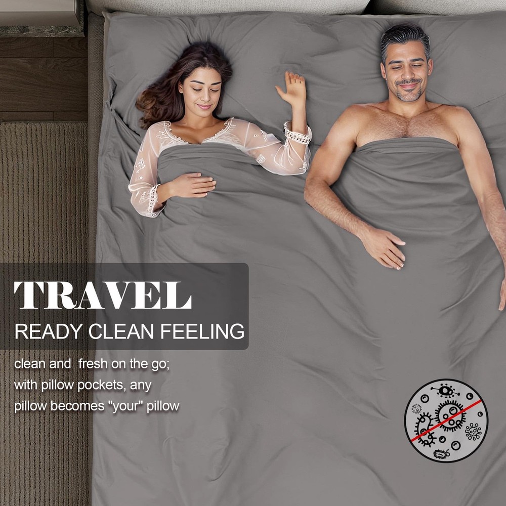 BREENHILL Double Sleeping Bag Liner,Camping Sheets & Travel Sheet, Hostels & ...