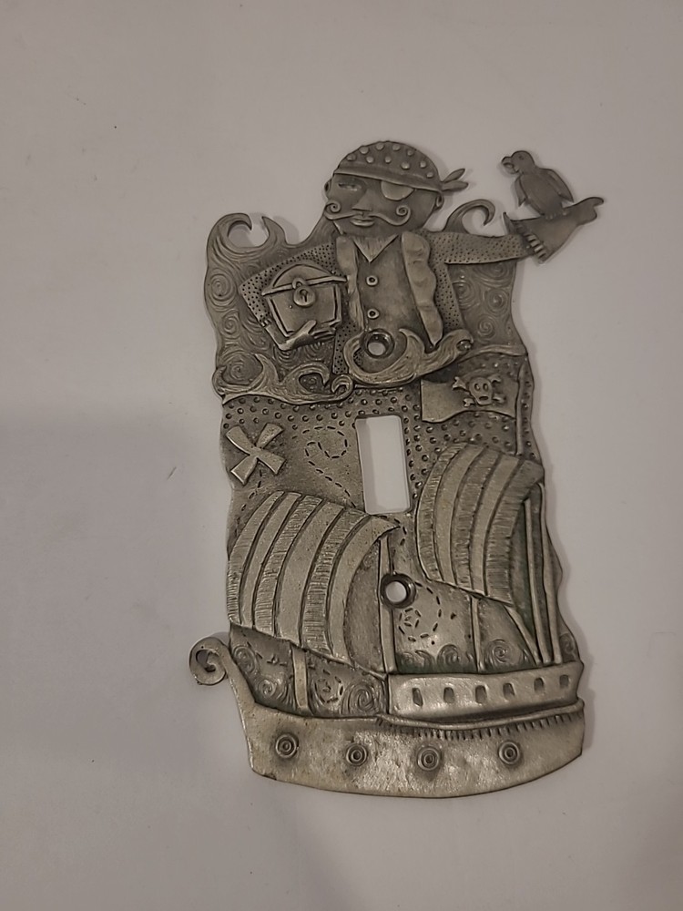 Pirate Pewter Plated Switch Plate Signed Leandra Drumm