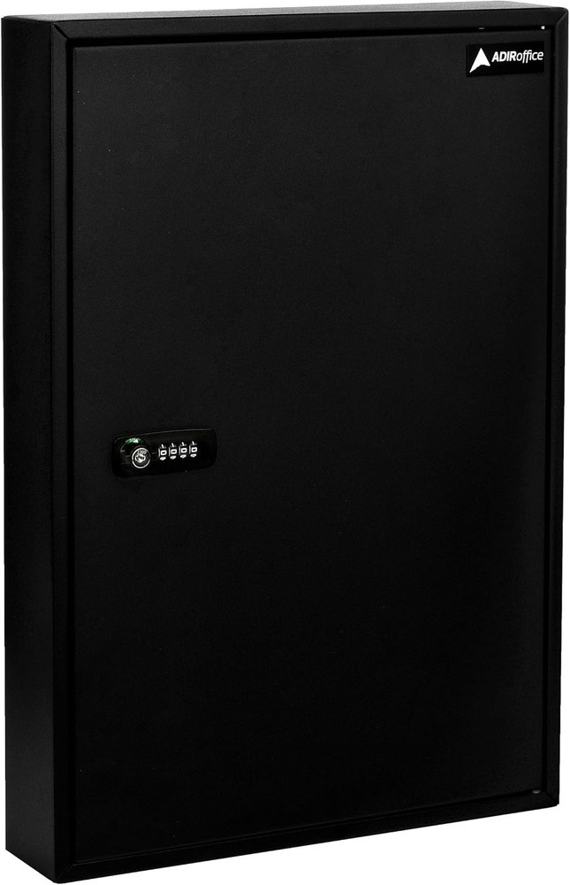 Durable Wall-Mounted Key Storage Cabinet with Combination Lock & Organizer