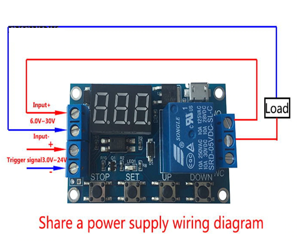 DC 6-30V Support Micro USB 5V LED Display Automation Cycle Delay Timer RELAY