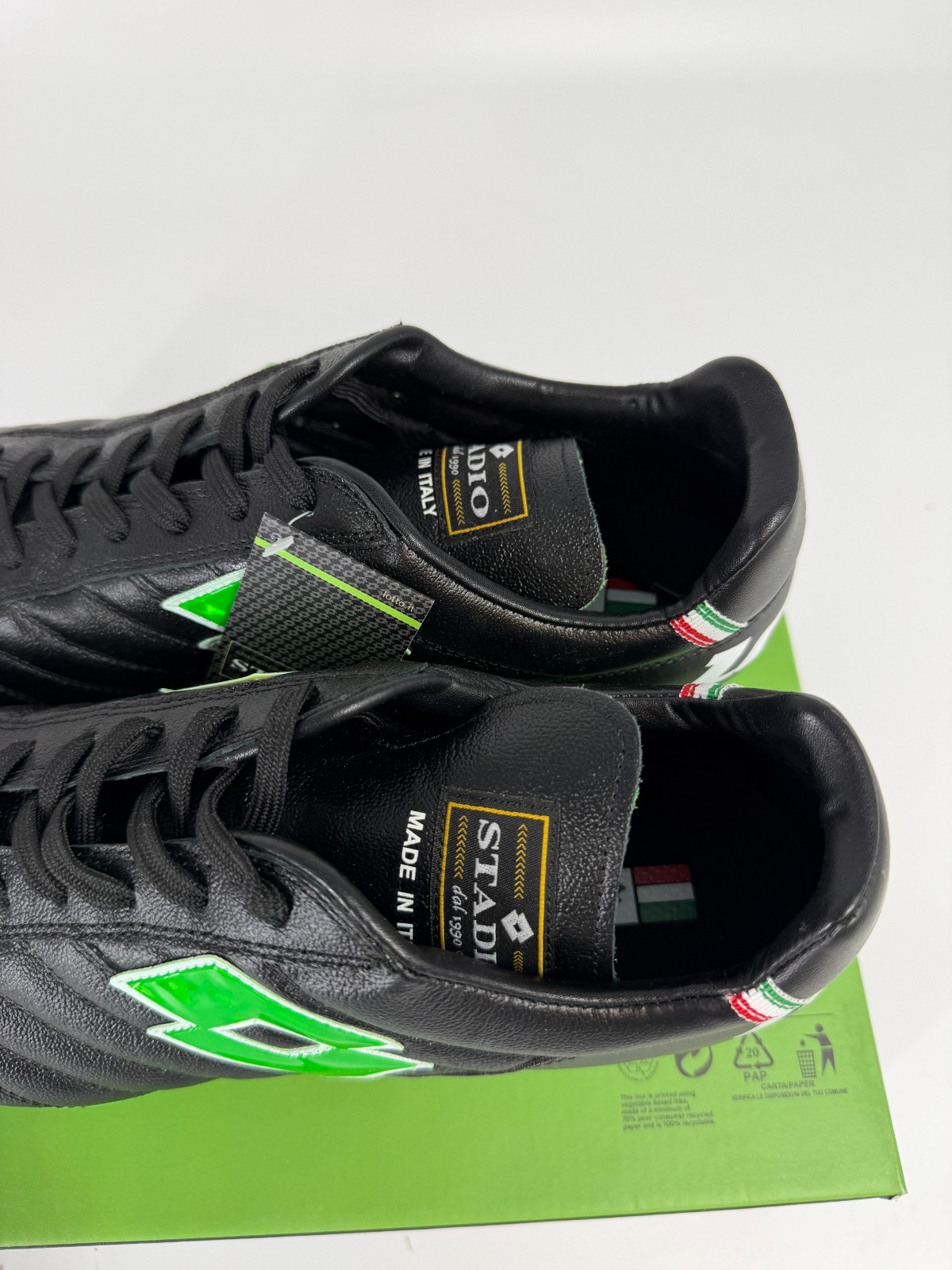 Lotto Stadio OG II FG Size 9.5 Soccer Cleats Black Spring Green 215017 1NI New