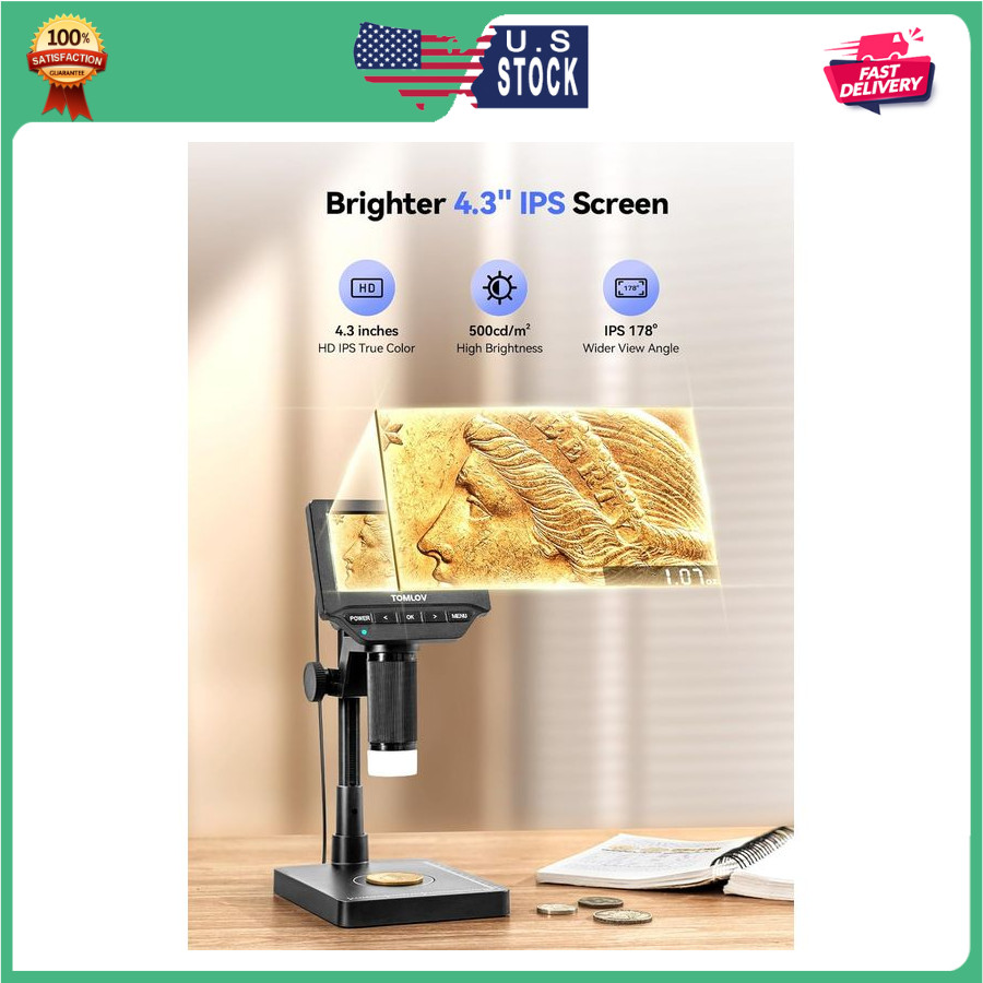 TOMLOV DM4W Microscope with Weighing Scale: 4.3" Digital Coin Microscope...