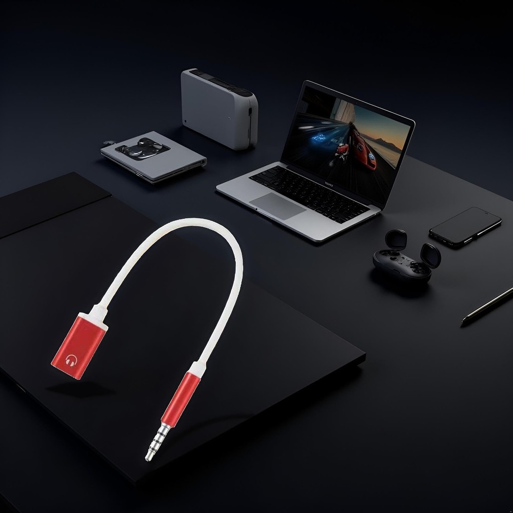 Type-C to 3.5mm Audio Adapter - Universal Analog Cable for Red