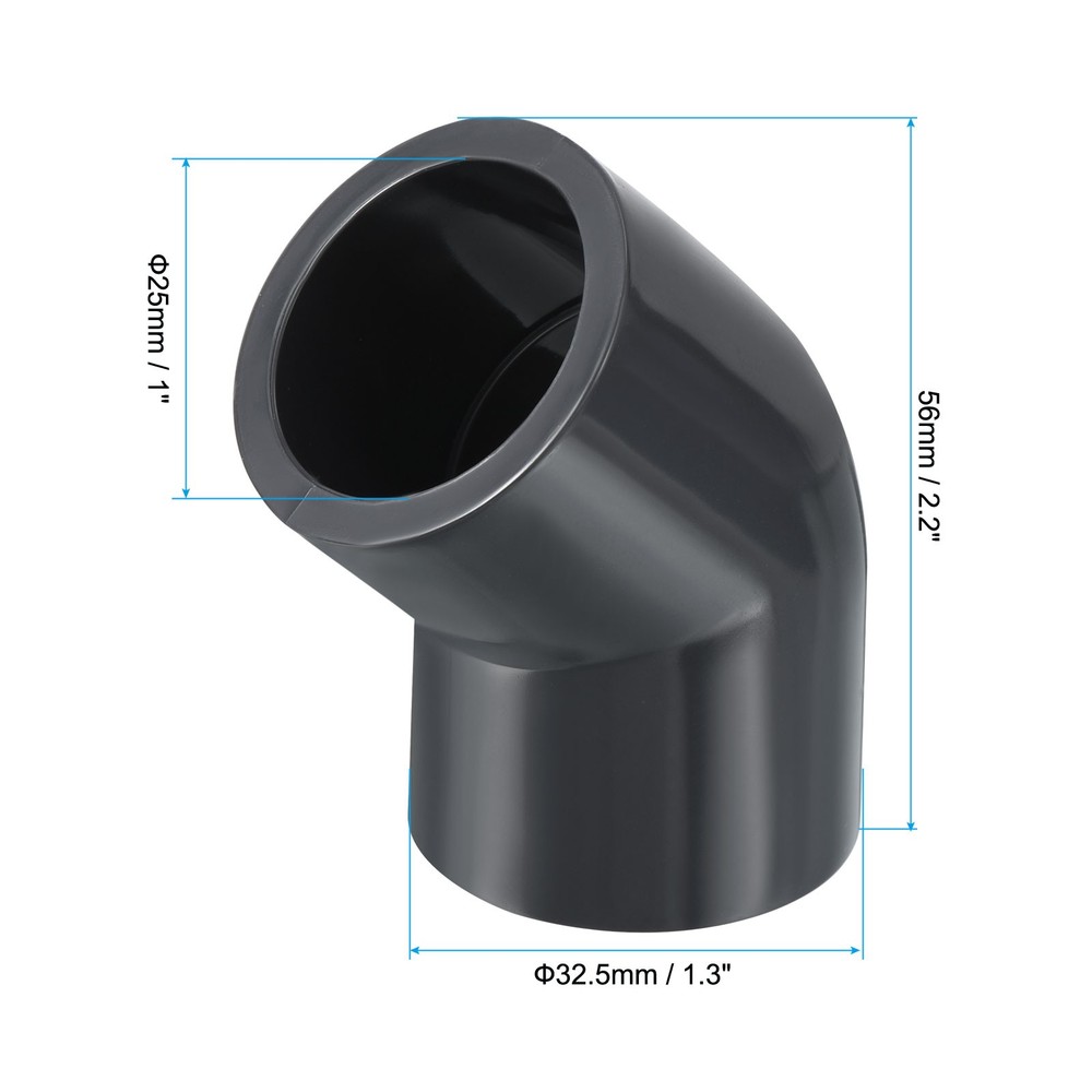 2Pcs UPVC Pipe Fitting 45 Degree Elbow Pipe Adapter 25mm 3/4" Slip Socket