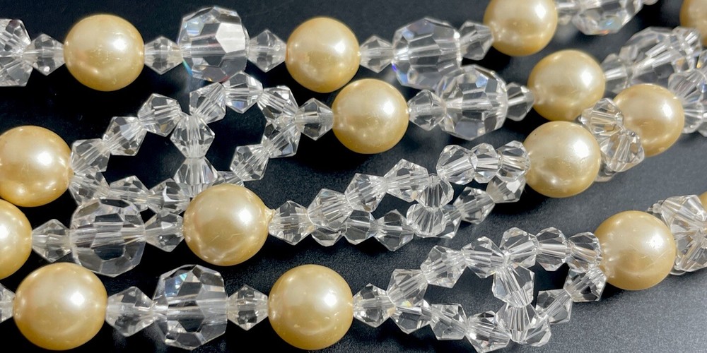 Vintage Catholic Crystal & Pearl Rosary Wedding Lasso