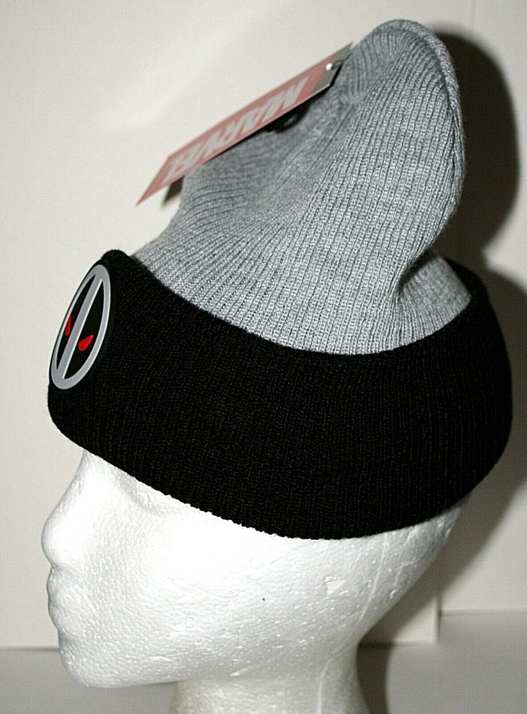 Marvel Comics Deadpool Reversible Black / Gray Winter Knit Cap Hat New Cuff OSFM