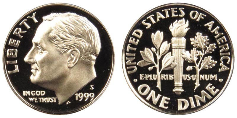 1999  S GEM PROOF Roosevelt Dime