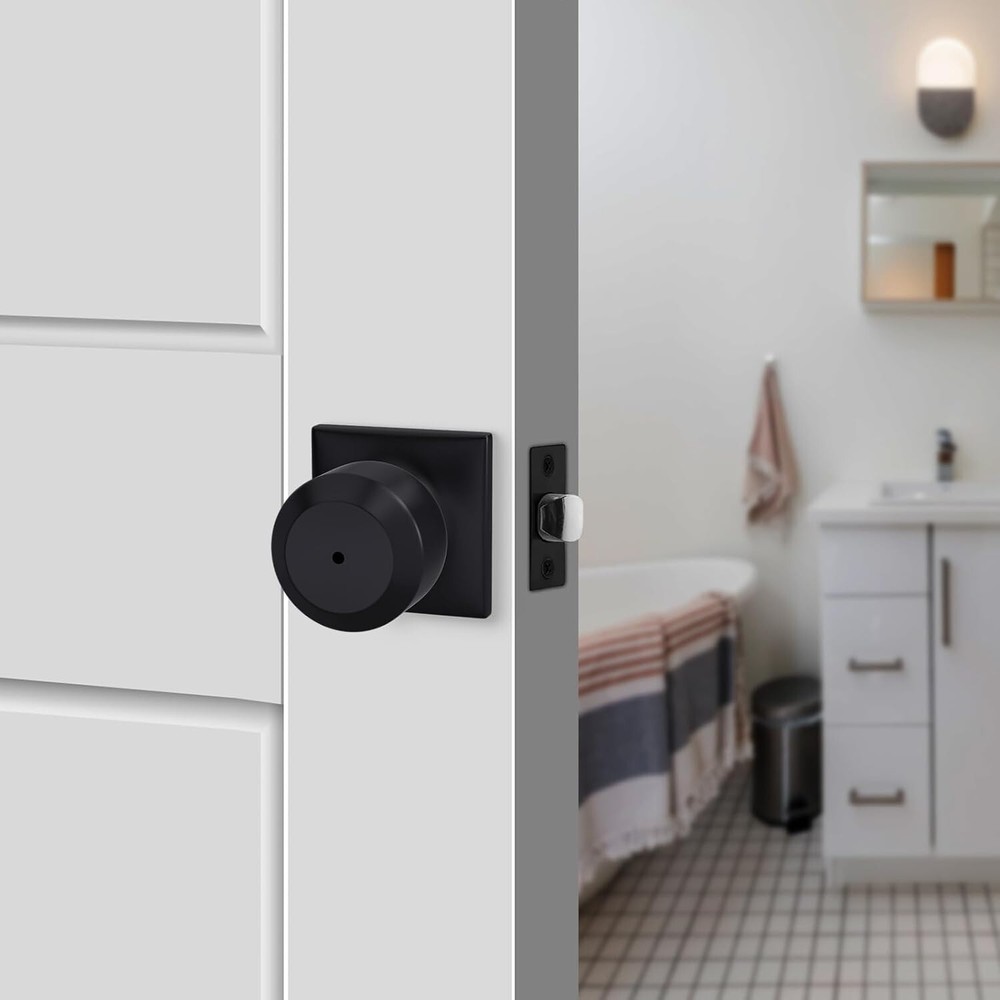 6 Pack Black Door Knobs Interior, Privacy Interior Door Knob for Bedroom or Bath