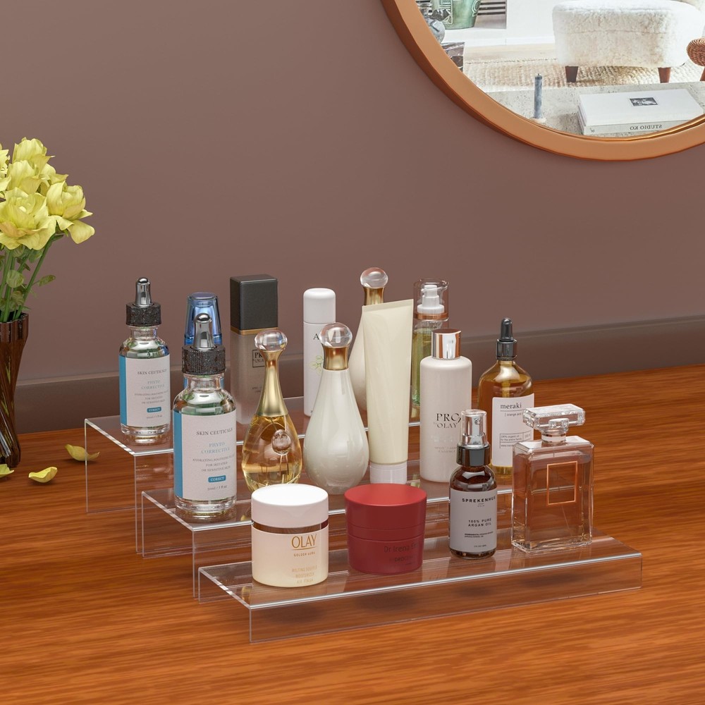 Rectangular Acrylic Display Risers Stands 3pcs, Dessert Table Display Rack, C...