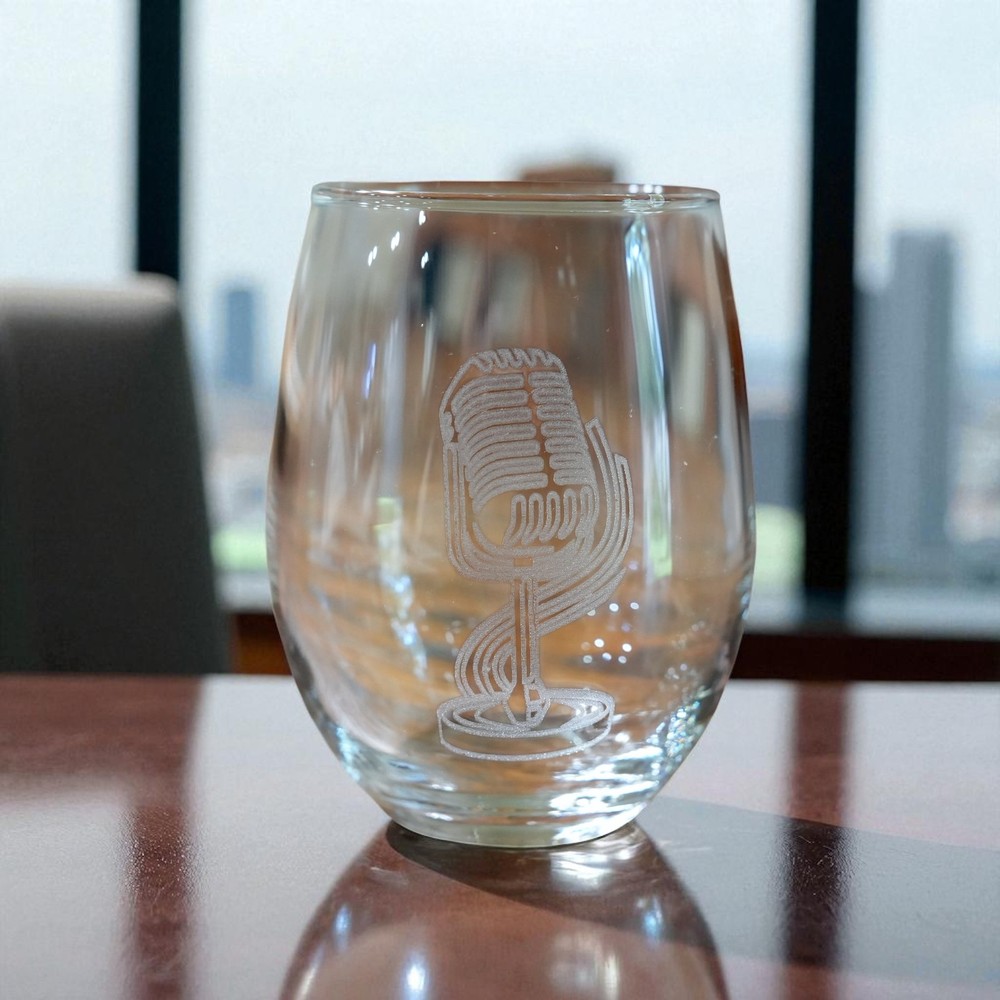 15oz Stemless Wine Glass - Microphone