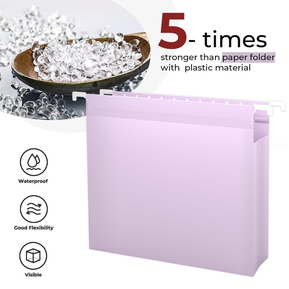 Plastic Extra Capacity Hanging File Folder, Letter Size, 2” Expansion, 30 Pac...