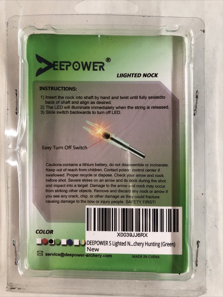 DEEPOWER LED Green Lighted Nock For Arrows With .244 Inside Diameter - 2 Package