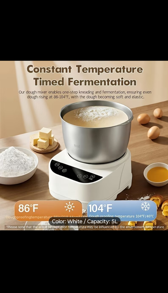 Dough Mixer 5L Large Capacity Electric Dough Maker with Ferment Function