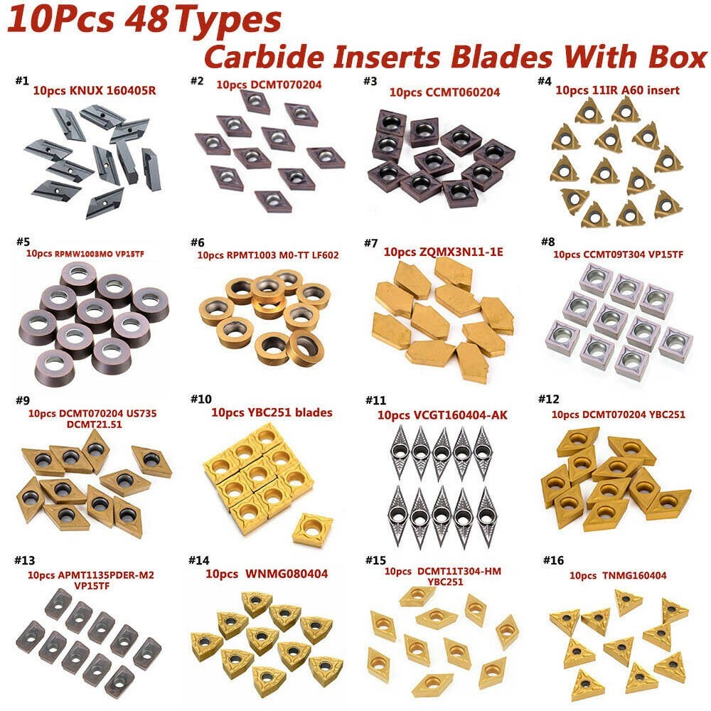 Diverse Models 10pcs Carbide Tips Inserts Blade Cutter Lathe Turning Tool