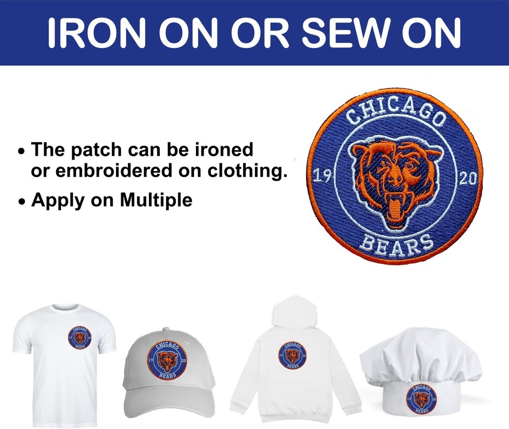 Chicago Bears NFL Team Logo Iron On Patch - Sew Patch - Embroidered Patch